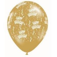 (image for) Happy Birthday Gold Latex Balloon (Float Time 3+ Days) - Click Image to Close